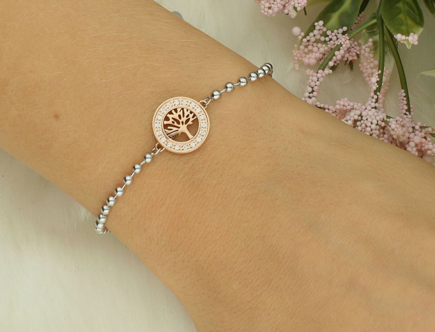 Bransoletka Nomination stalowa Italy Soffio d'amore różowe złoto Drzewko Szczęścia 134003 017.png